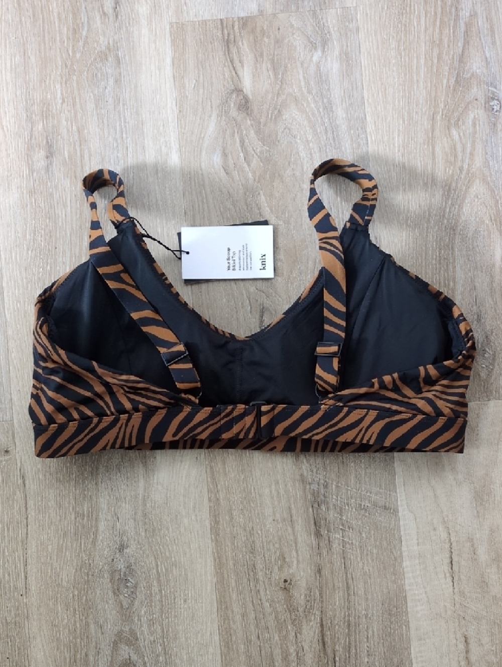 knix Black and Brown Zebra-Print Sunny Scoop Bikini Top - Picture 4 of 4